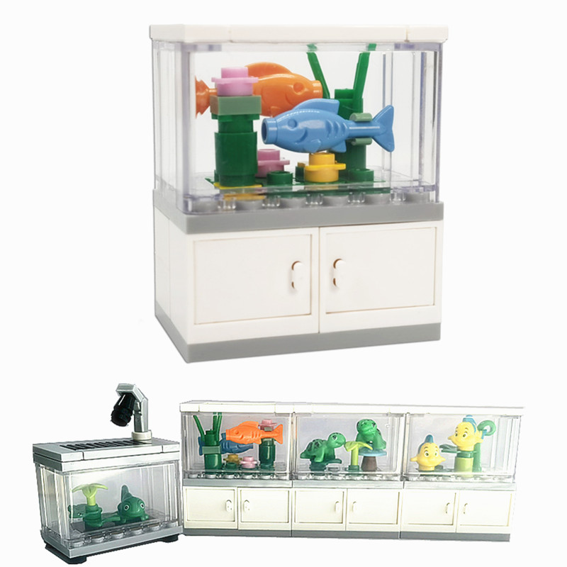 Aquarium Fish Game - 子供のためのおもちゃのビルディングブロック,ミニチュアのレンガのおもちゃ,クラクマノミとタートルのおもちゃ