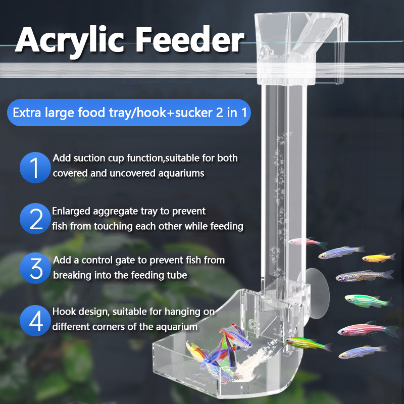 Aquarium Fish Variety - 水槽用アクリル製給餌チューブ、魚の詰まり防止設計、透明な魚用フィーダー、様々な水槽に適しています。