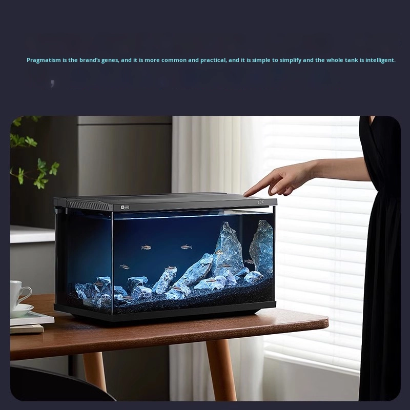 Aquarium Xxl - スマートデスクトップ水槽 SUltra-Clearガラス 自己循環一体型タンク 小型家庭用水槽アクセサリー