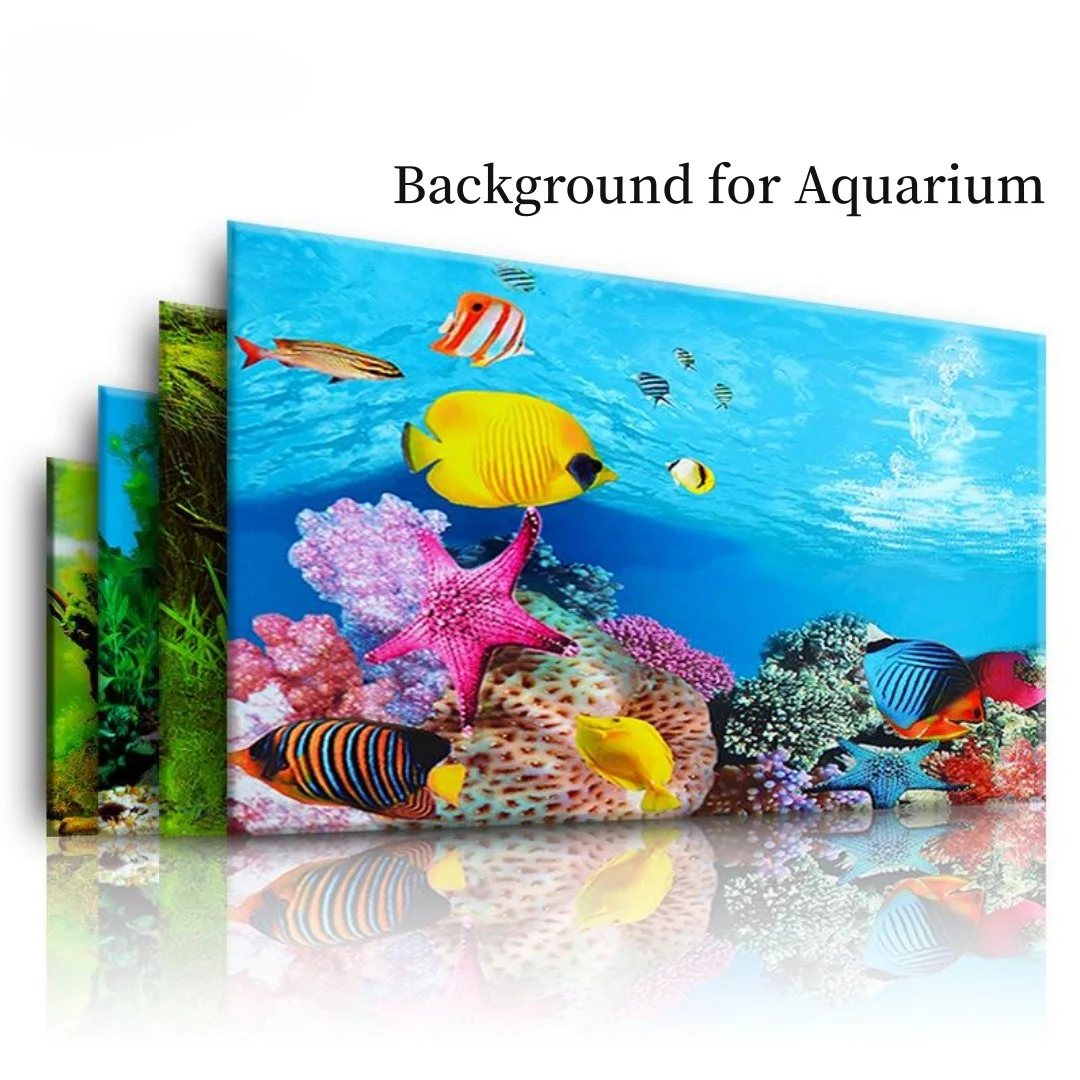 Background Film 3D - 3D水族館の背景ステッカー,水槽の装飾,海洋植物,両面風景,装飾アクセサリー
