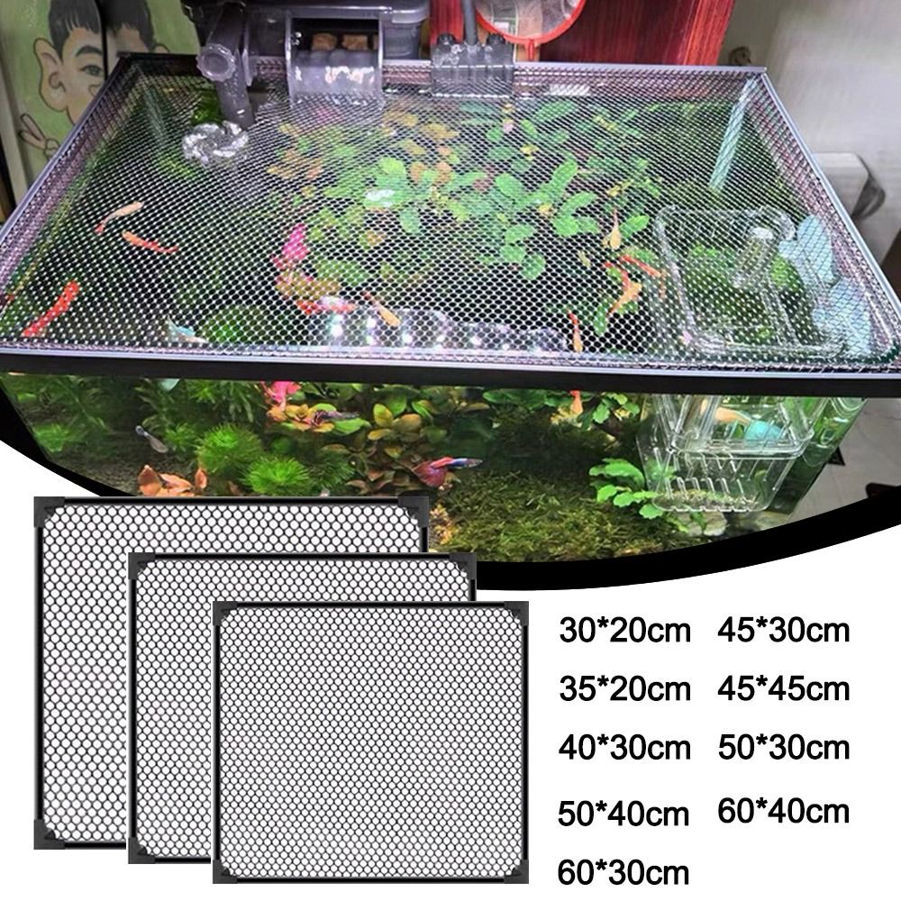 Aquarium Fish Net - 耐久性のある磁気式水槽蓋カバー DIY 簡単設置 水槽飛び出し防止ネット カメ水槽ネット 水槽用ネット