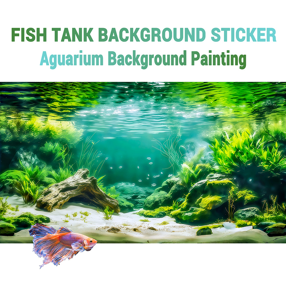 Aquarium Fish Background - 水槽の背景絵画、水槽用ステッカー、前面自己粘着、水槽の景観装飾
