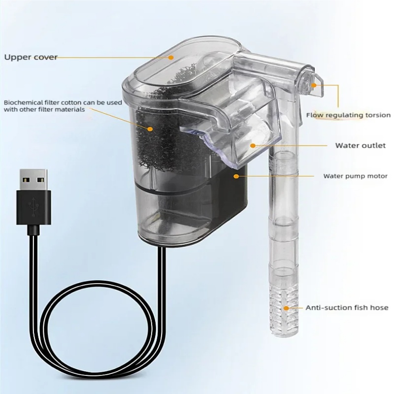 水槽用小型吊り下げ式USBフィルター 2.5W 250H/L - Aquarium Xxl のレビューと価格