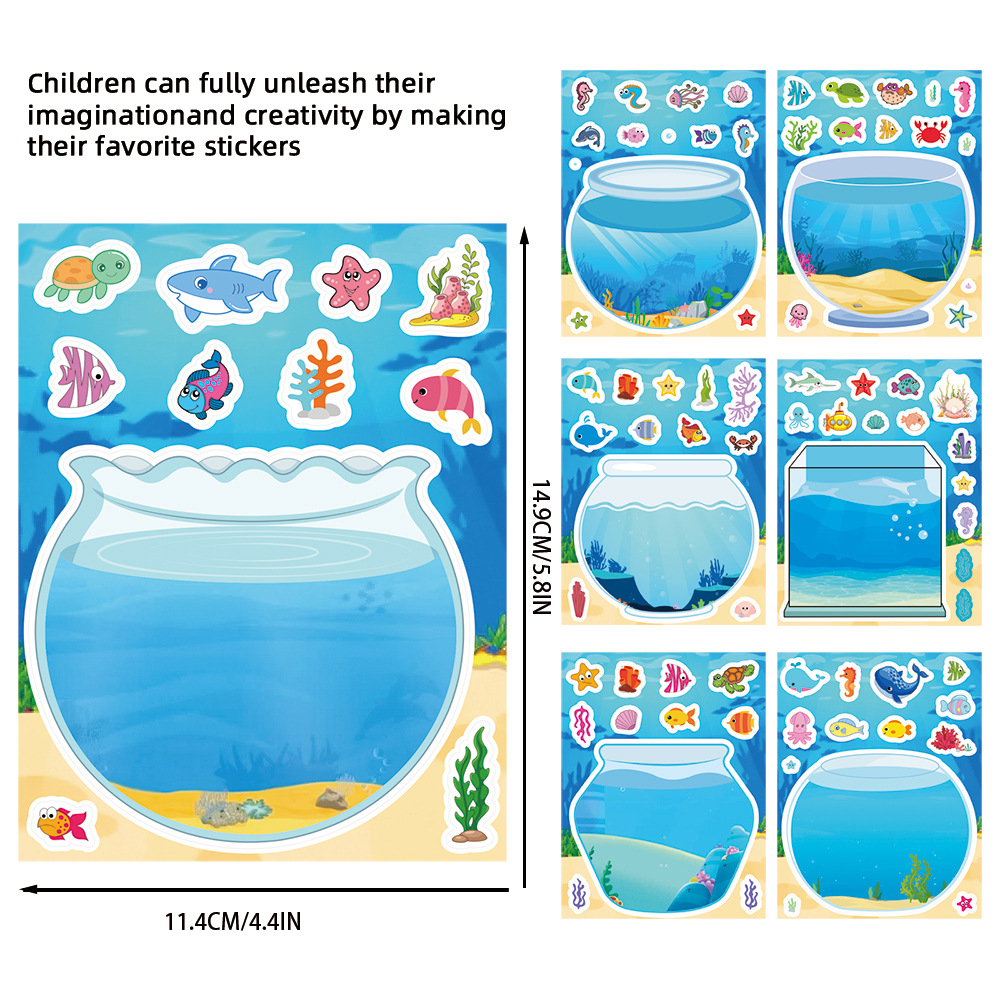 8/16 枚クリエイティブ水槽漫画パズルステッカー子供用 D - Aquarium Fish Game のレビューと価格