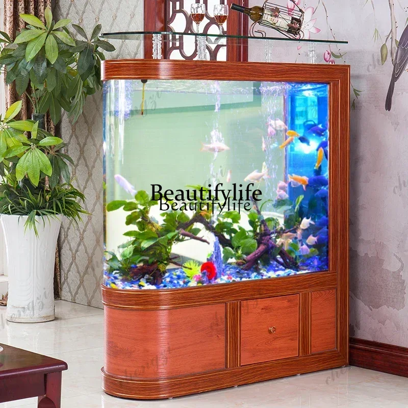新型水槽ハイキャビネットリビングルーム大型U字型フロアスクリ - Aquarium Xxl のレビューと価格