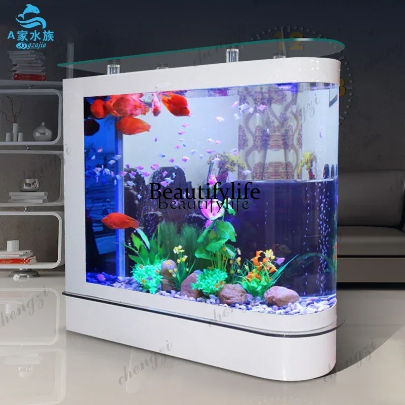 新型水槽ハイキャビネットリビングルーム大型U字型フロアスクリ - Aquarium Xxl のレビューと価格