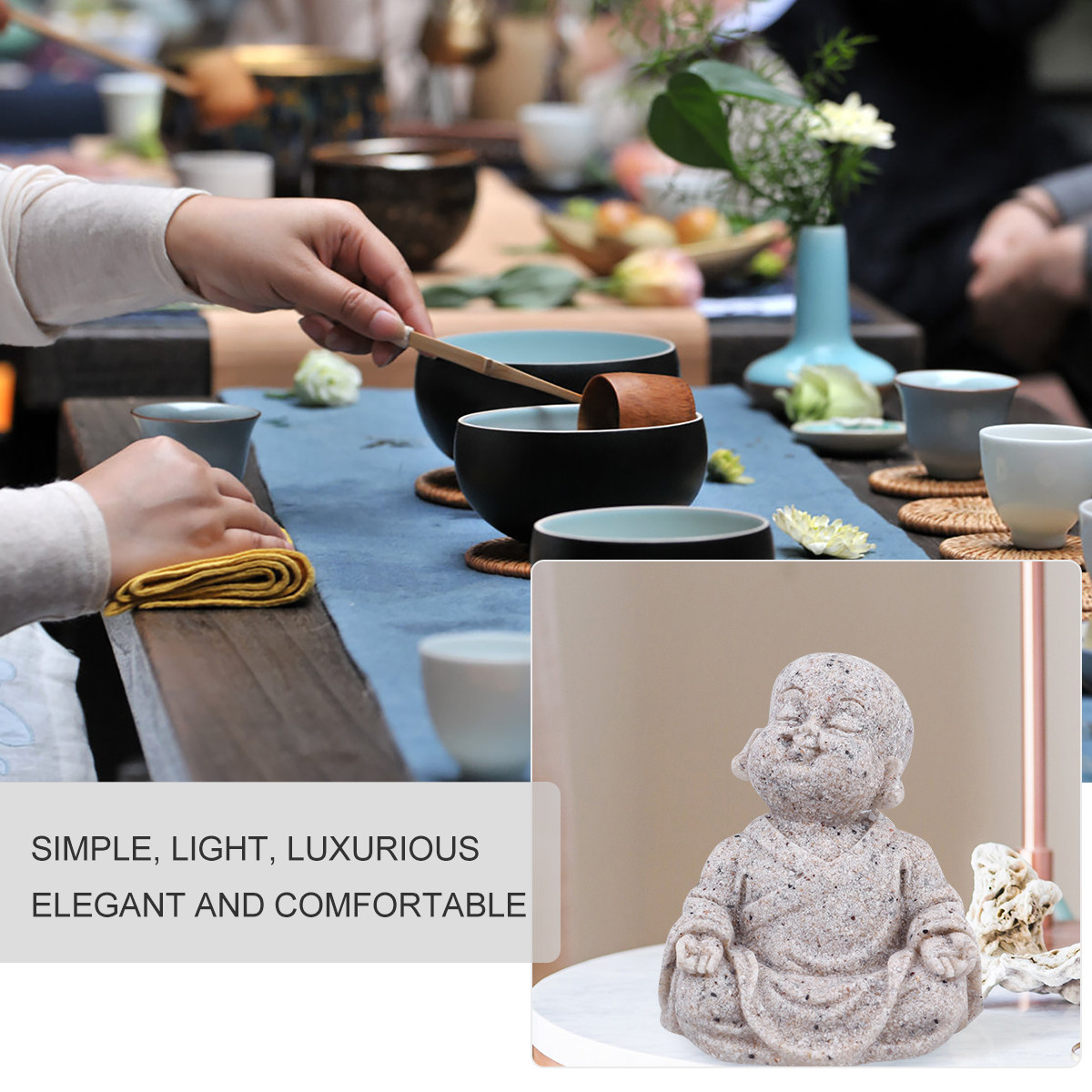 1個入り樹脂製弥勒仏像砂岩風ホームオフィス水槽装飾ナチュラル - Aquarium Fish Tank のレビューと価格